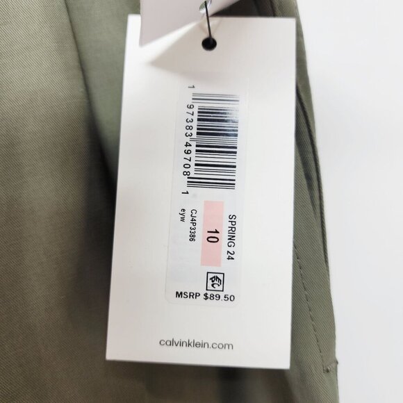 Calvin Klein Womens Wide-Leg Pants Size 10 Green Cotton Blend New With Tags - Picture 9 of 11